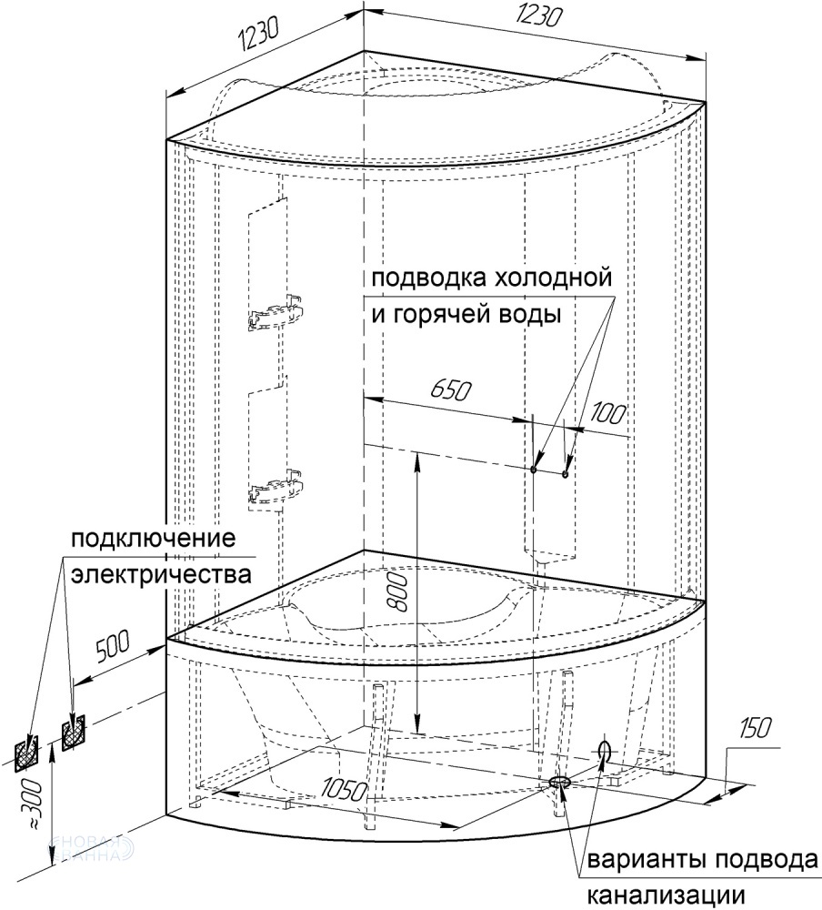 Душевой бокс Radomir Лаура 128x128 1-04-1-0-0-0820 профиль Белый стекло прозрачное