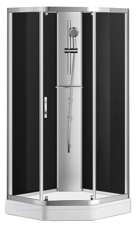 Душевое ограждение AZARIO DENVER 900х900х2000 прозрачное стекло 4 мм. с покрытием Easy Clean, задняя панель черная, цвет профиля хром (AZ-N10806 900)