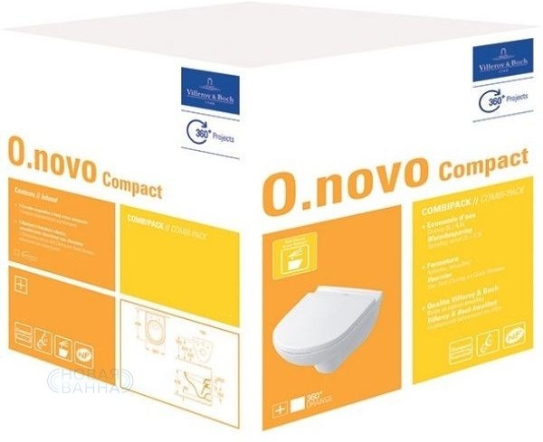 Комплект подвесной унитаз Villeroy & Boch O.Novo 5688H101 + система инсталляции TECE 9300000 + 9240401