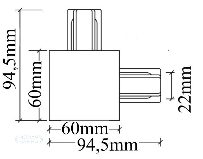 Коннектор L-образный (однофазный) для встраиваемого шинопровода Crystal Lux CLT 0.2211 03 BL