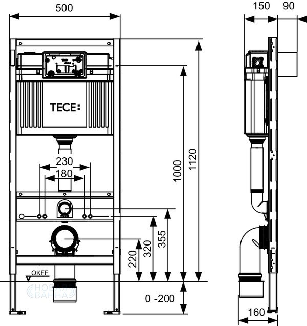 Комплект подвесной унитаз Villeroy & Boch Venticello 4611RSR1 + система инсталляции Tece 9300000 + 9240407