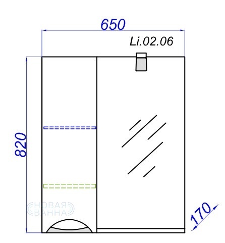 Зеркальный шкаф 65х82 см с подсветкой Aqwella Line Li.02.06