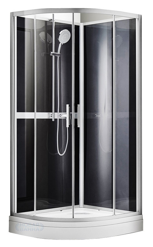 Душевое ограждение AZARIO DENVER 900х900х2000 прозрачное стекло 4 мм. Easy Clean, задняя панель черная, цвет профиля серый (AZ-N10812 900)