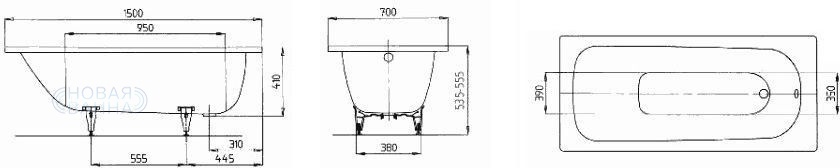 Стальная ванна 150х70 см Kaldewei Saniform Plus 361-1 Standard