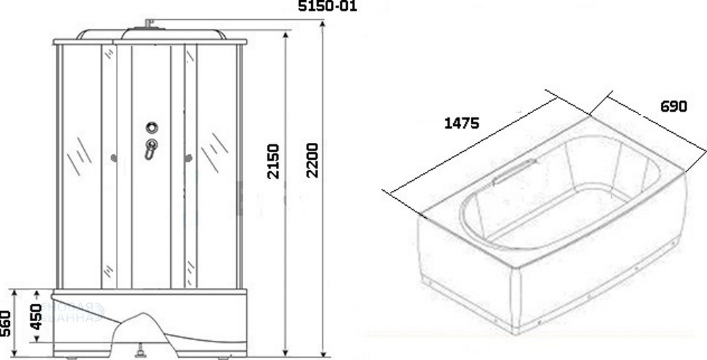 Душевой бокс Niagara Premium NG-5170-01 170x75