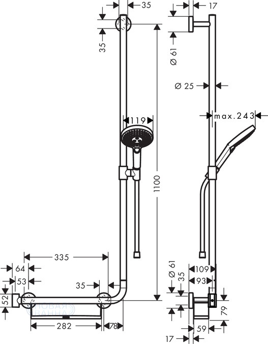 Душевой гарнитур Hansgrohe Raindance Select S 26326000 Хром