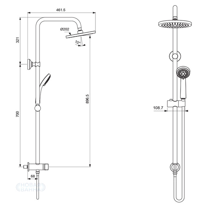 Душевая система Vidima Balance BA273AA Хром