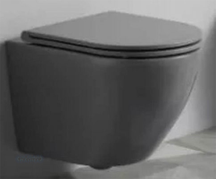 Унитаз CeramaLux 2197MG подвесной Серый матовый с сиденьем Микролифт